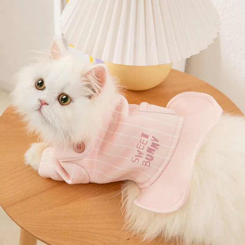 

Teacup Puppy Clothes Cat Clothing Spring And Autumn Warm Striped Sweater Cute Rabbit Hairless Cat Small Dog Kitten Two-legged