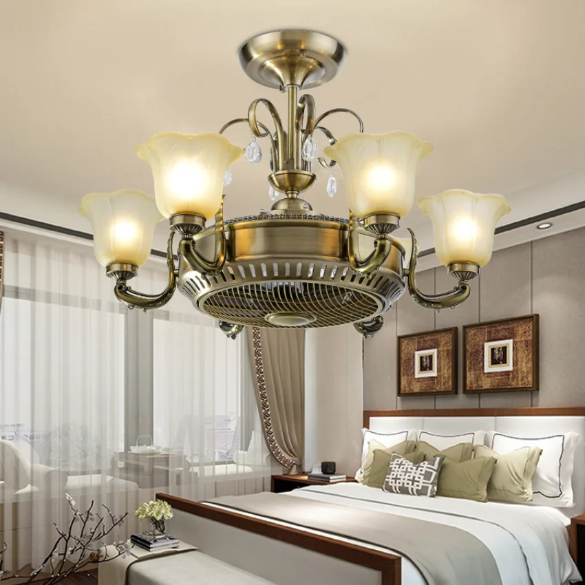 

Люстры светодиодные, потолочный вентилятор, Подвесная лампа, художественный простой китайский отрицательный светильник для гостиной, столовой, спальни, с дистанционным управлением