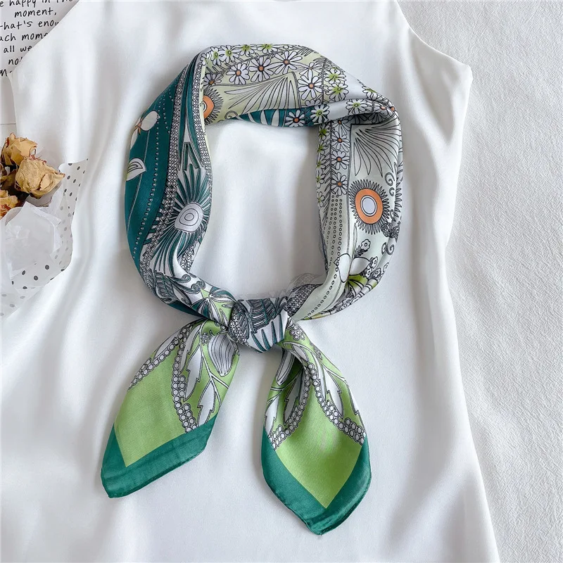 

Fashion Handkerchief Neck Scarfs For Women Small Shawls Bandana Head Scarves 70*70CM Square Hairband Cute Hijab Scarf For Ladies