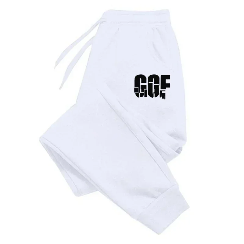 Trending Men's GOF Printing Pants Jogging Tracksuit Trousers Autumn Versatile Soft Street Hot Elastic Waist