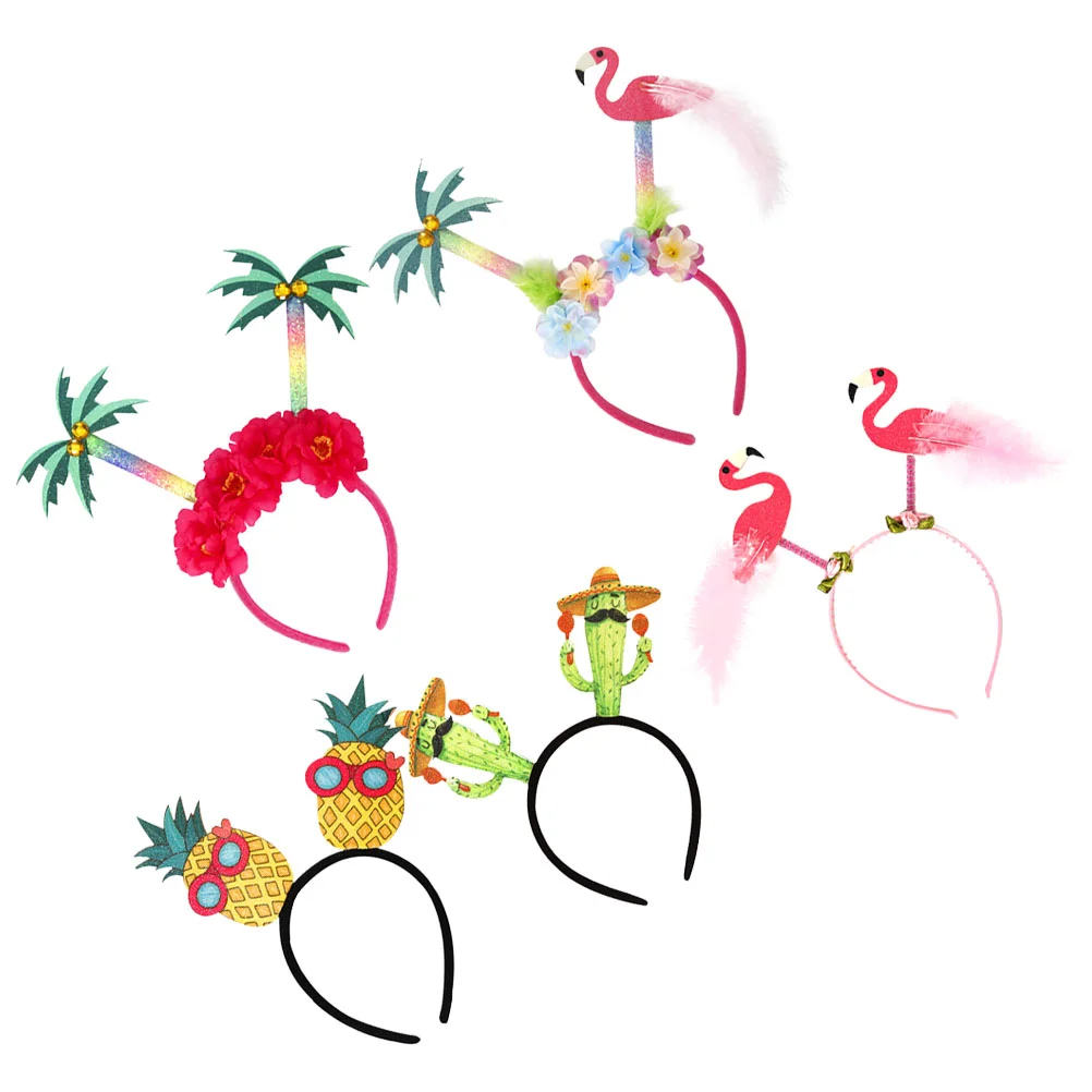 

5 Pcs Hawaiian Headband Cosplay Party Headbands Apparel Props Plastic Pineapple Hair Accessories Festival Costume Pool
