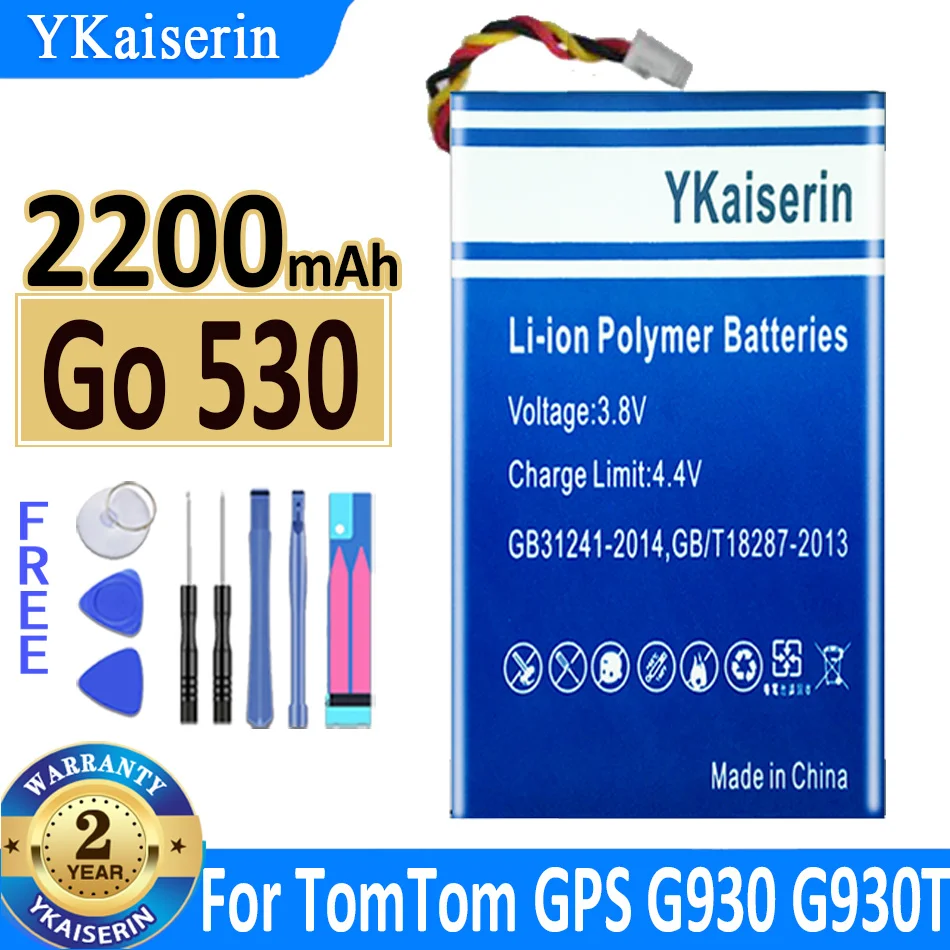 2200 мА/ч ykaisсеребрин 100% Новый аккумулятор для TOMTOM GPS G930 G930T A8 AHL03714100 HS009L004872 Go 530 Live, 630 630T 720 730 730T VF8