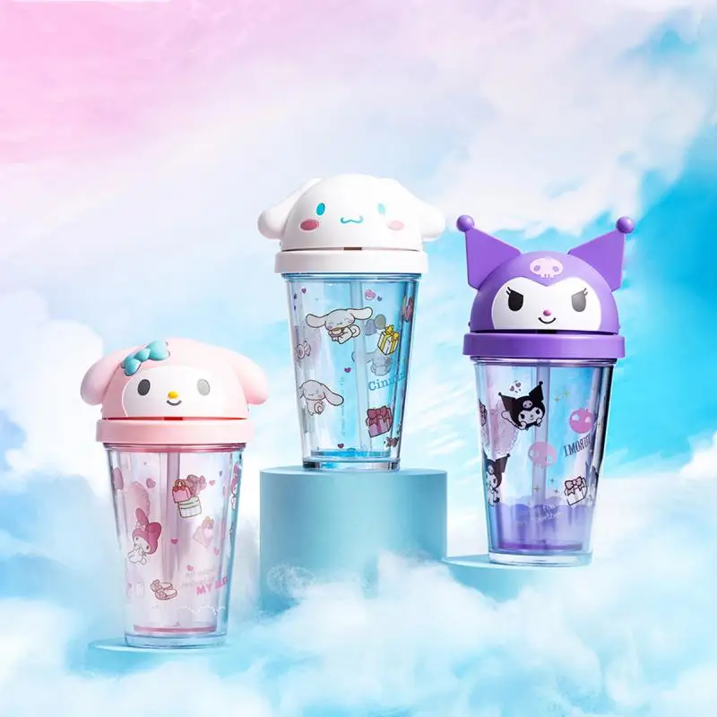 

Kawaii Sanrio Kuromi MyMelody Cinnamoroll Cartoon Image Sippy Cup Girl's Heart Portable Exquisite Fashion Drinking Cup Cute Gift