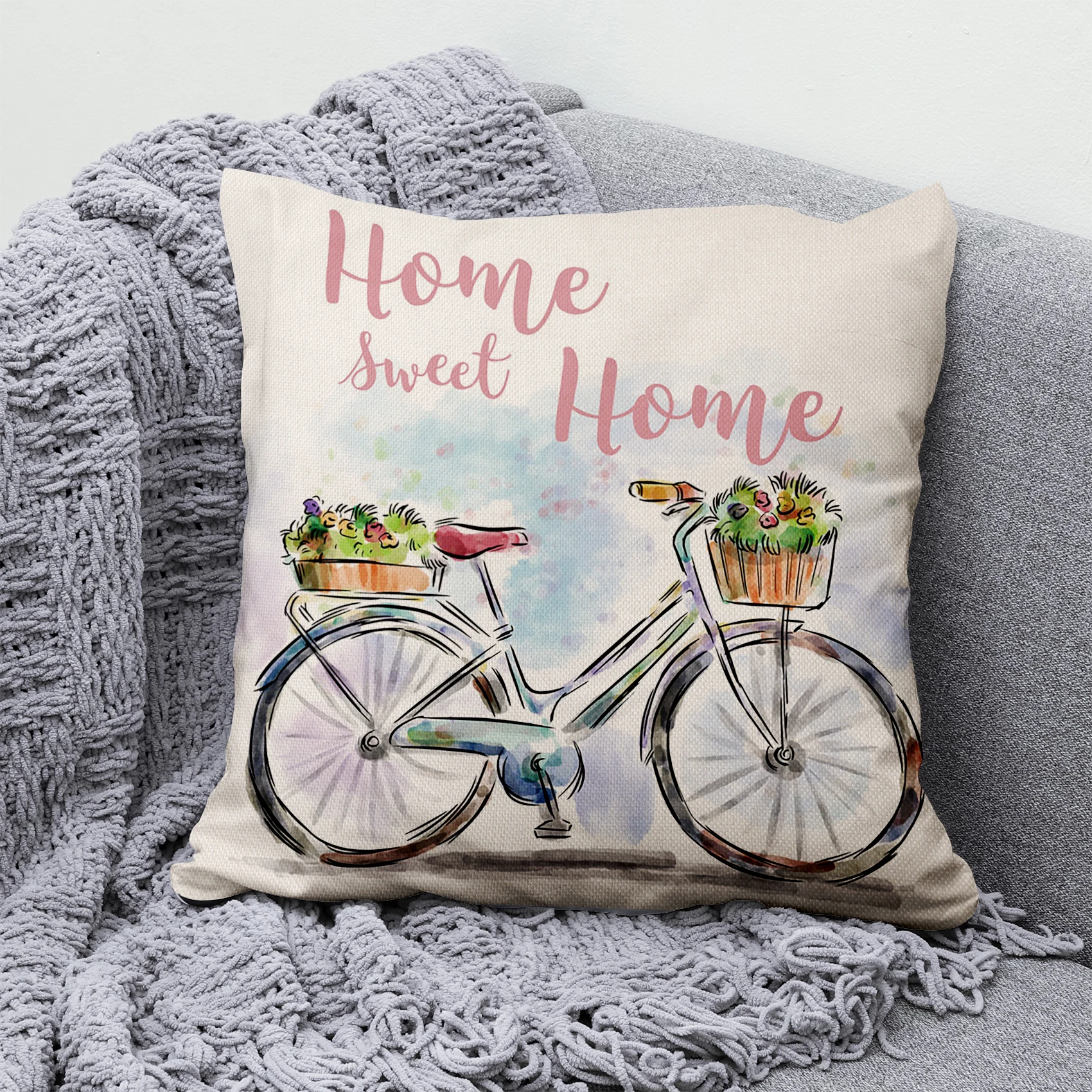 

Bike Pillowcase Cover Sweet Home Sofa Cushion Cover Home Decoration Polyester Decorative 40x40 45x45 50x50 30x50