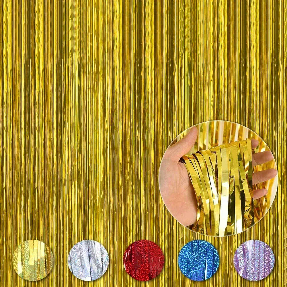 1 рулон занавеска из золотой фольги бахрома для фона вечеринки фотобудка на спине