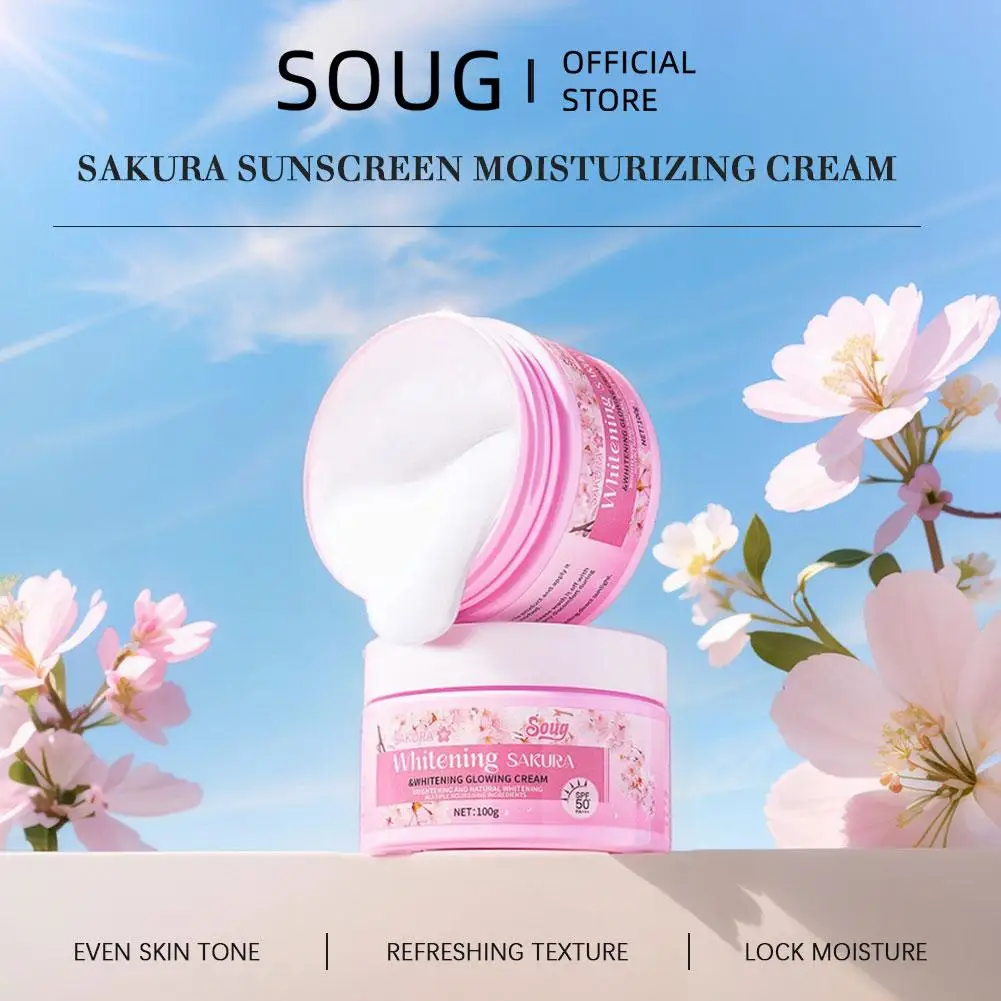 100 г SOUG Sakura отбеливающий и осветляющий крем увлажняющий освежающий УФ FPS + 50 против