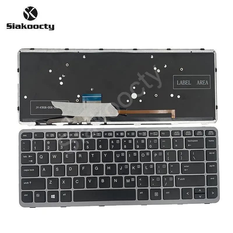 

New US Backlit Laptop Keyboard for HP Elitebook folio 1000 1040 G1 G2 Silver Frame