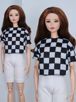 1 set plaid 11 5 doll outfit for barbie clothes shirt top shorts for barbie princess dress 16 dolls accessories kids diy toy