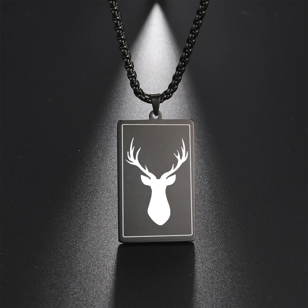 

Женское Ожерелье-чокер Dreamtimes, ожерелье из нержавеющей стали с подвеской в виде головы оленя, рождественское ожерелье, Подарочная бижутерия