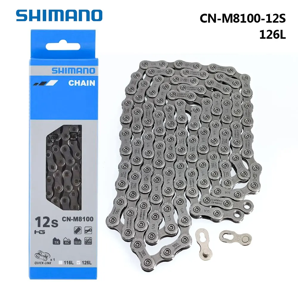 

Shimano DEORE XT SLX CN-M8100 12-Speed Bicycle Chain Road Mountain Bike 126 Link 12V Bike Chain with Quick-Links Cycling Parts