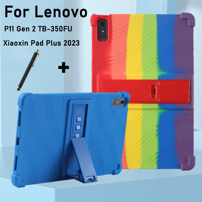 Фото Для Lenovo Tab P11 2-го поколения 11,5-дюймовый чехол-подставка для планшета Xiaoxin Pad Plus 2023 TB350FU TB350XU Мягкий силиконовый регулируемый корпус №1