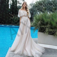modest wedding dresses appliques glitter pleat vestidos de novia illusion o neck half sleeve a line luxury robe de mariee