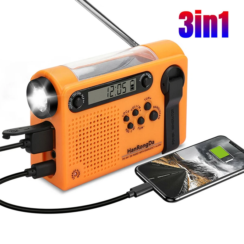 Портативное аварийное радио с солнечной батареей AM/FM/SW внешним аккумулятором на