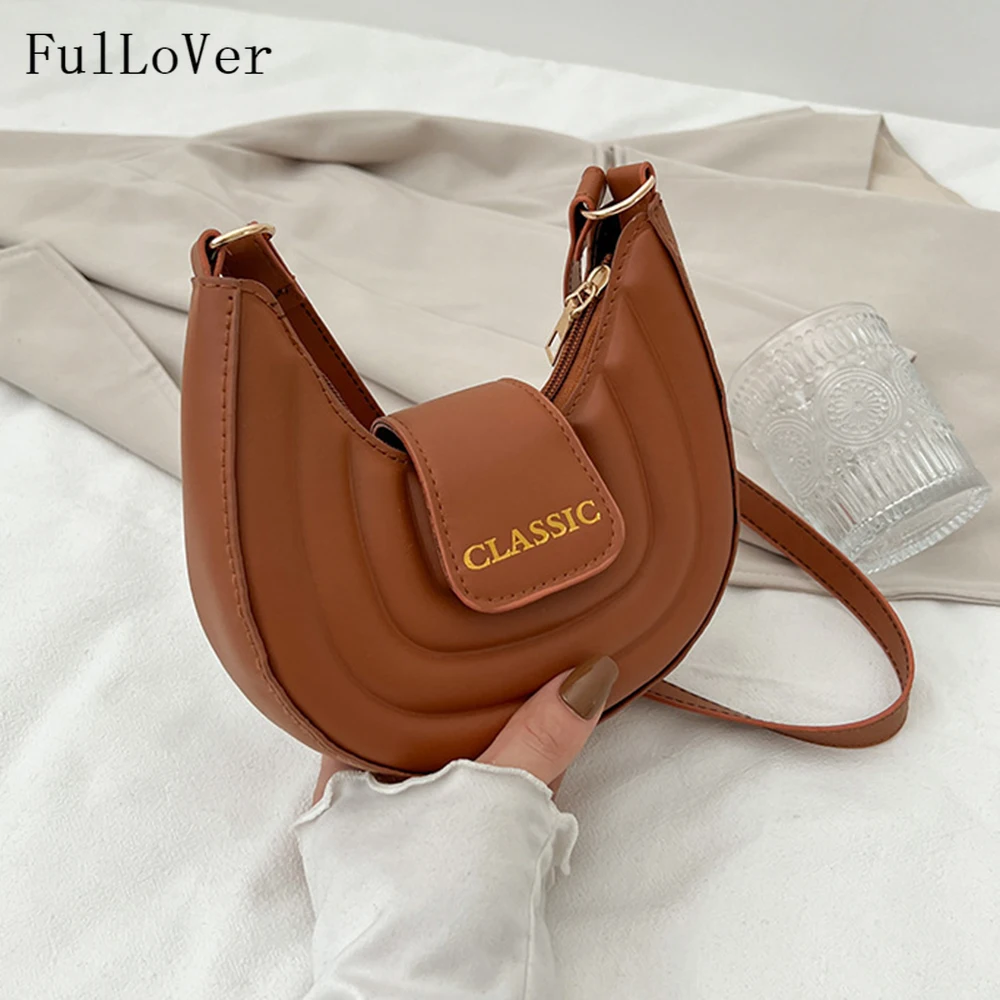 

Retro Texture Crossbody Bags For Women 2022 New Shoulder Bags Fashion Casual Armpit Bags Round Stripe Solid Color Leather Bags