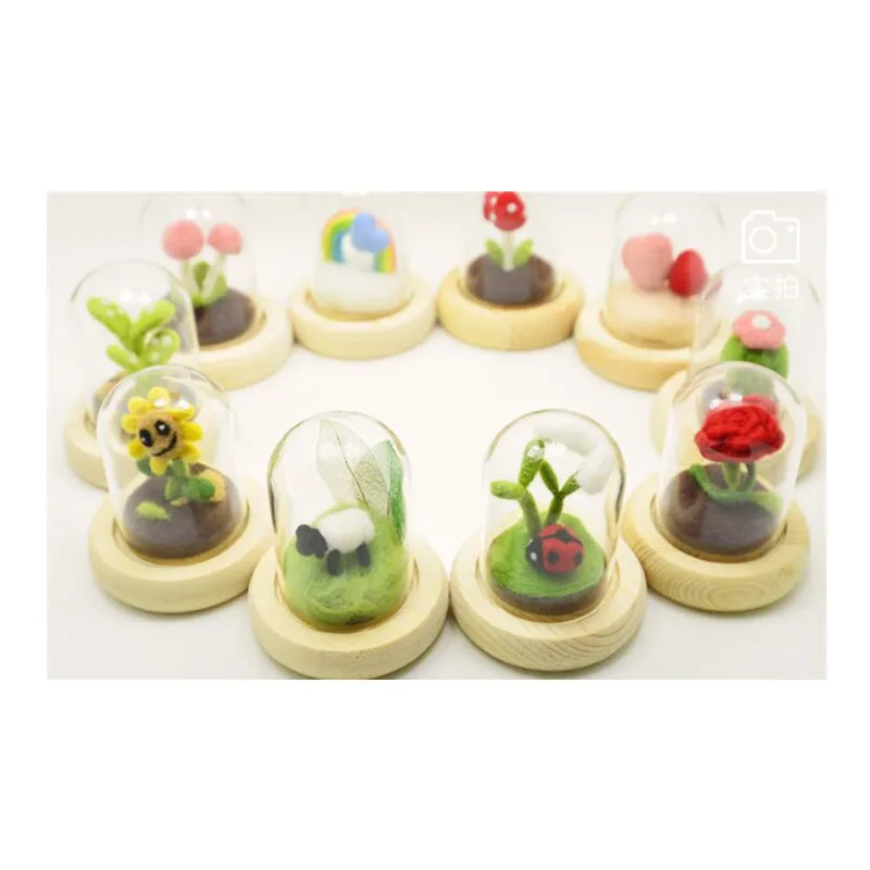 

Creative glass cover wool needlepoint kit wool felt needle felting Decoration craft needlecraft DIY handmade