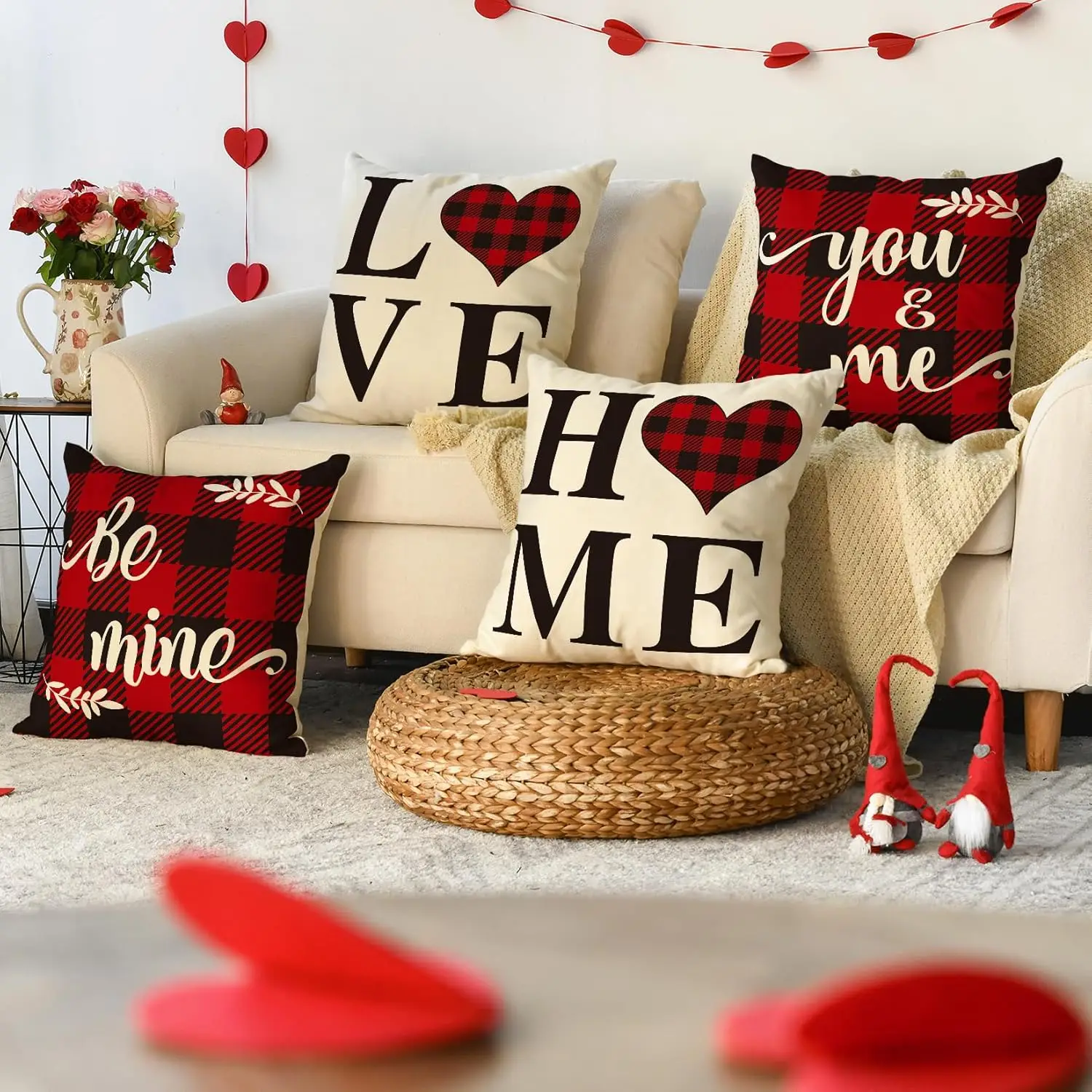 Декоративная наволочка в клетку буйвола на День святого Валентина чехол для