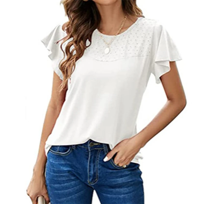 

Summer Loose Tee Women's Fashion Casual Solid Color Tees Round Neck Short Sleeve Bottoming T-Shirt Loose Comfortable Tops