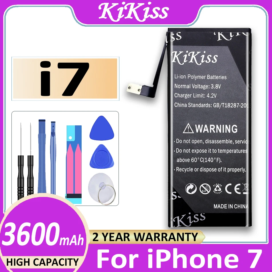 

Original KiKiss Battery 3600mAh For Apple iPhone 7 iphone7 Bateria + Tracking Number