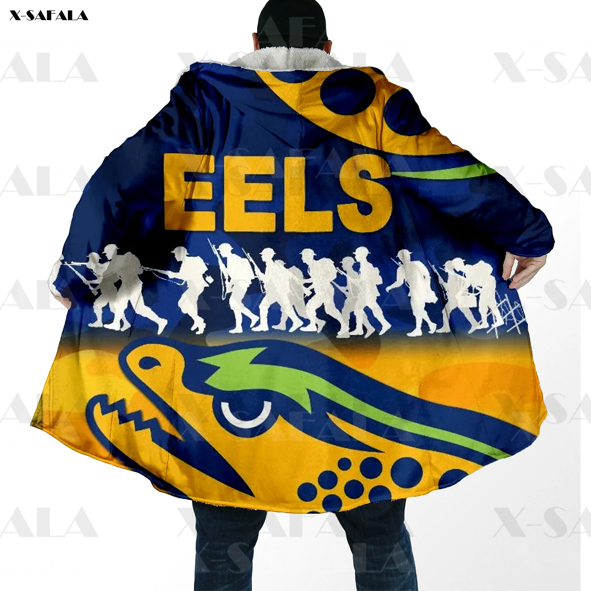 

Parramatta Eels Anzac Printed Hoodie Duffle Coat Hooded Blanket Cloak Thick Jacket Cotton Pullovers Dunnes Overcoat