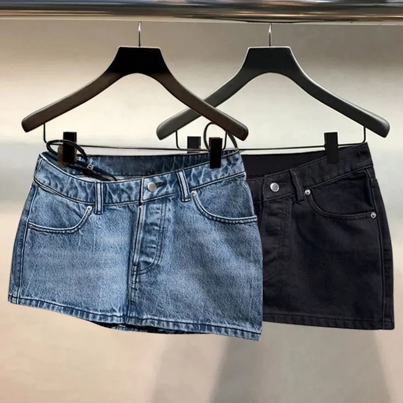 Fashion Classic Trendy Luxury Designer Cloth High Waist Beveled Skirt Denim Skirt Children