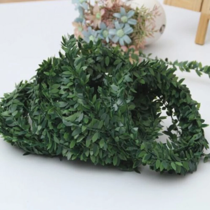 

Гирлянда из зеленых листьев, искусственные цветы из ротанга для венка, подарок, ПВХ, 7,5 м