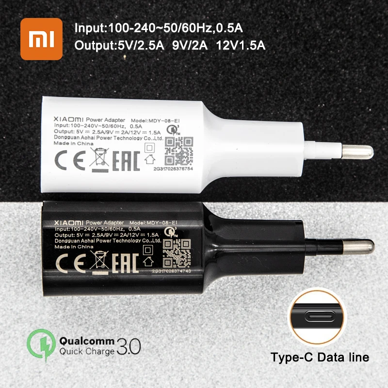 

Xiaomi Original Fast Charger QC 3.0 18W Fast Wall Quick Adapter USB Type C Cable For Xiaomi Mi 8 8Lite Mix 3 Redmi note 7 8 PRO