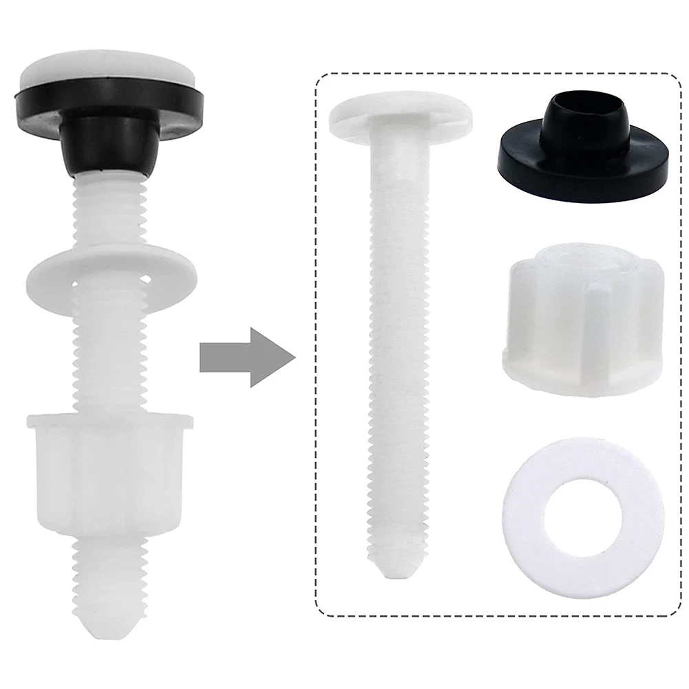 

2 Pack Plastic Toilet Hinge Close Coupling Bolts And Nuts With Washers For Fastening Repair Toilet Tool Accessories