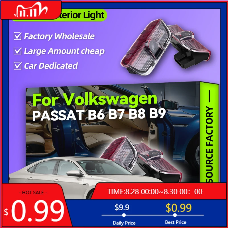 Фото 2026 Новый для VW VOLKSWAGEN Новый 2 шт. Для VW Passat B6 B7 B8 B9 Touareg Golf 5 6 7 Jetta MK6 MK7 GTI R Светодиодный проектор двери автомобиля Welco №1