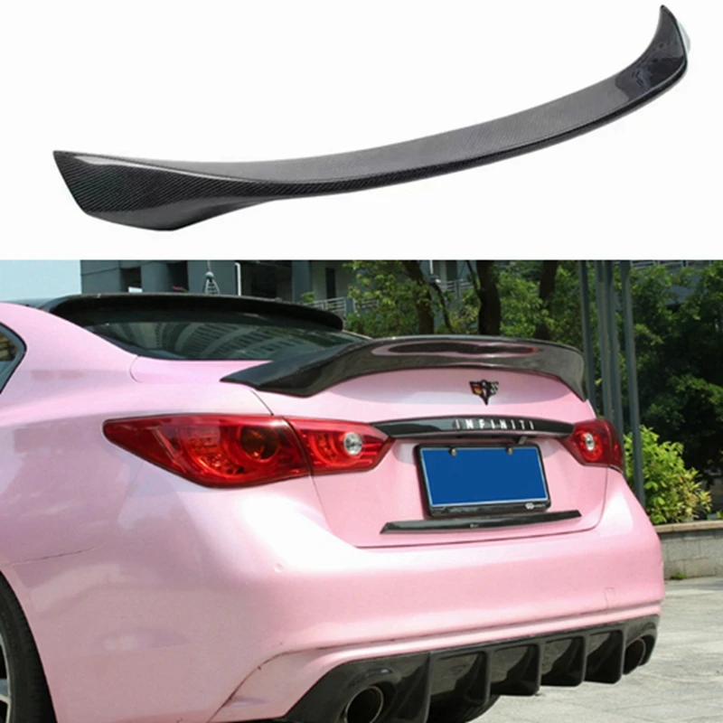 

Glossy Black/Carbon Fiber / ABS Car Rear Trunk Spoiler Wing Lip For Infiniti Q50 2014 2015 2016 2017 2018 2019 2020