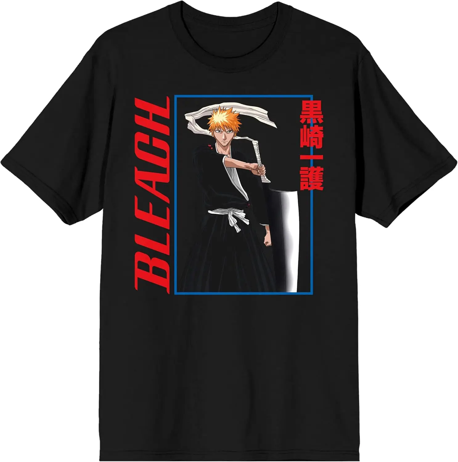 Мужская черная футболка с короткими рукавами и рисунком аниме Ичиго Куросаки