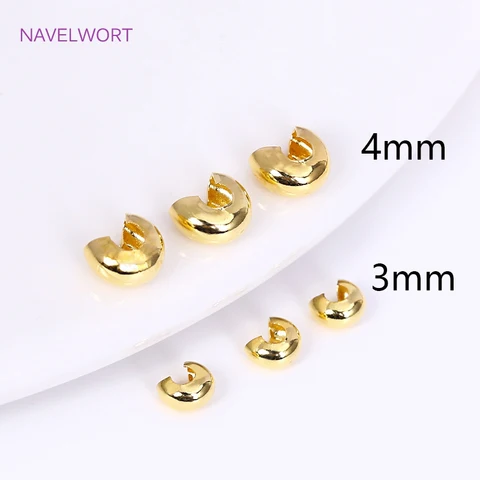 Открытые обжимные бусины NAVELWORT 18K позолоченные