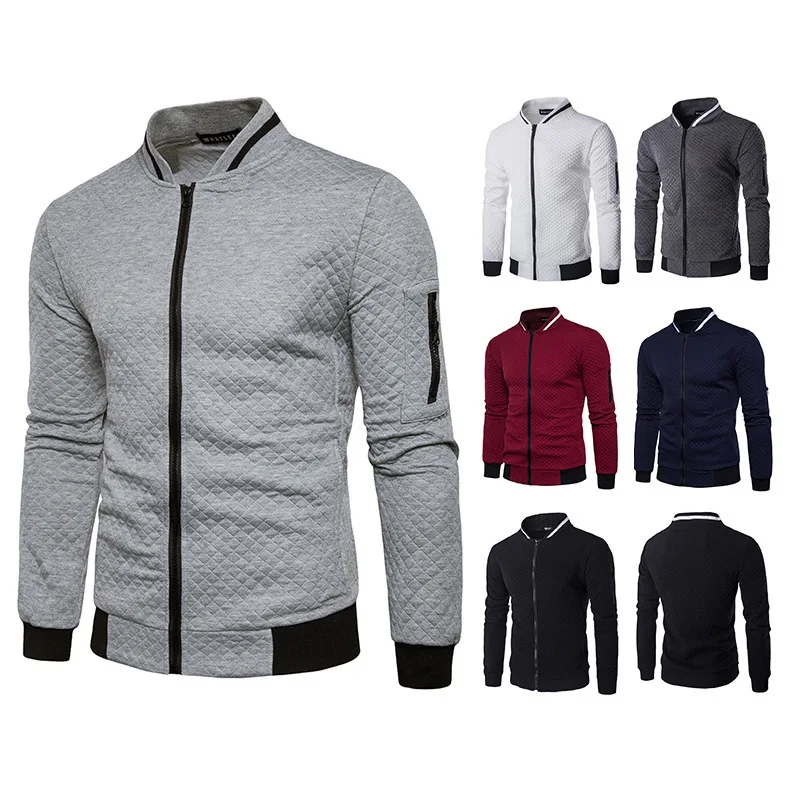 

Men's Jacket Baseball Collar Solid Color Casual Zipper Cardigan Casual Jacket