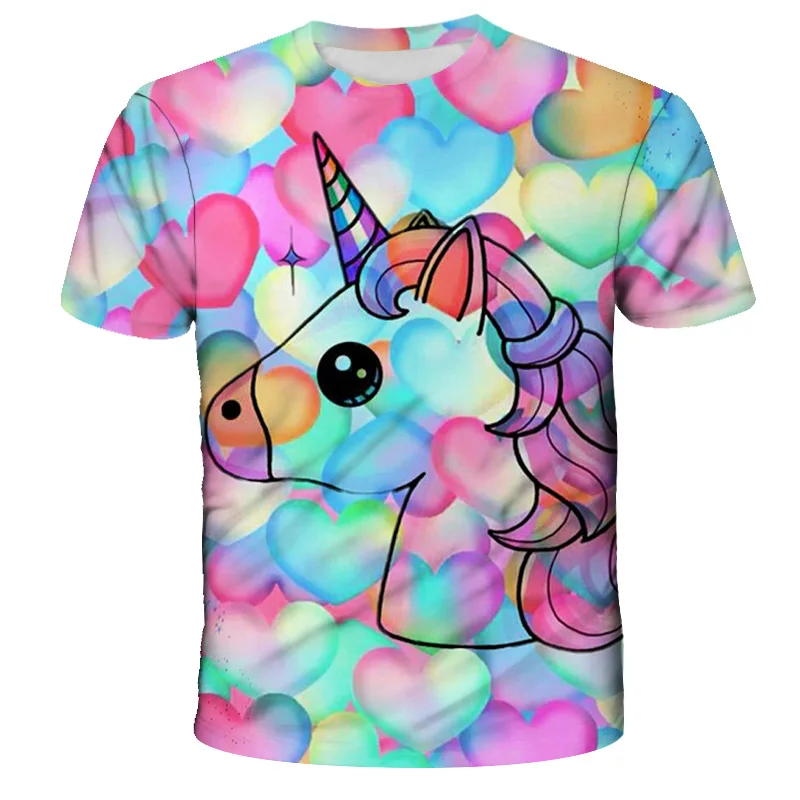 

Boys Unicorn T shirt Cartoon Cute Print Clothes Girls 3D Funny T-shirts Costume Children 2021 summer Clothing Tees Baby Tshirts