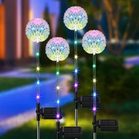 2pcs led solar light dandelion flower ball outdoor waterproof garden street lawn stakes fairy lamps string yard art decoration