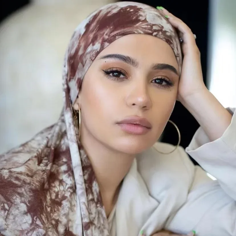 Жемчужный шифоновый шарф газовый с галстуком-красителем малайский платок