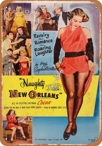 Металлический знак-1954 Непослушный фильм Нового Орлеана для взрослых-винтажная