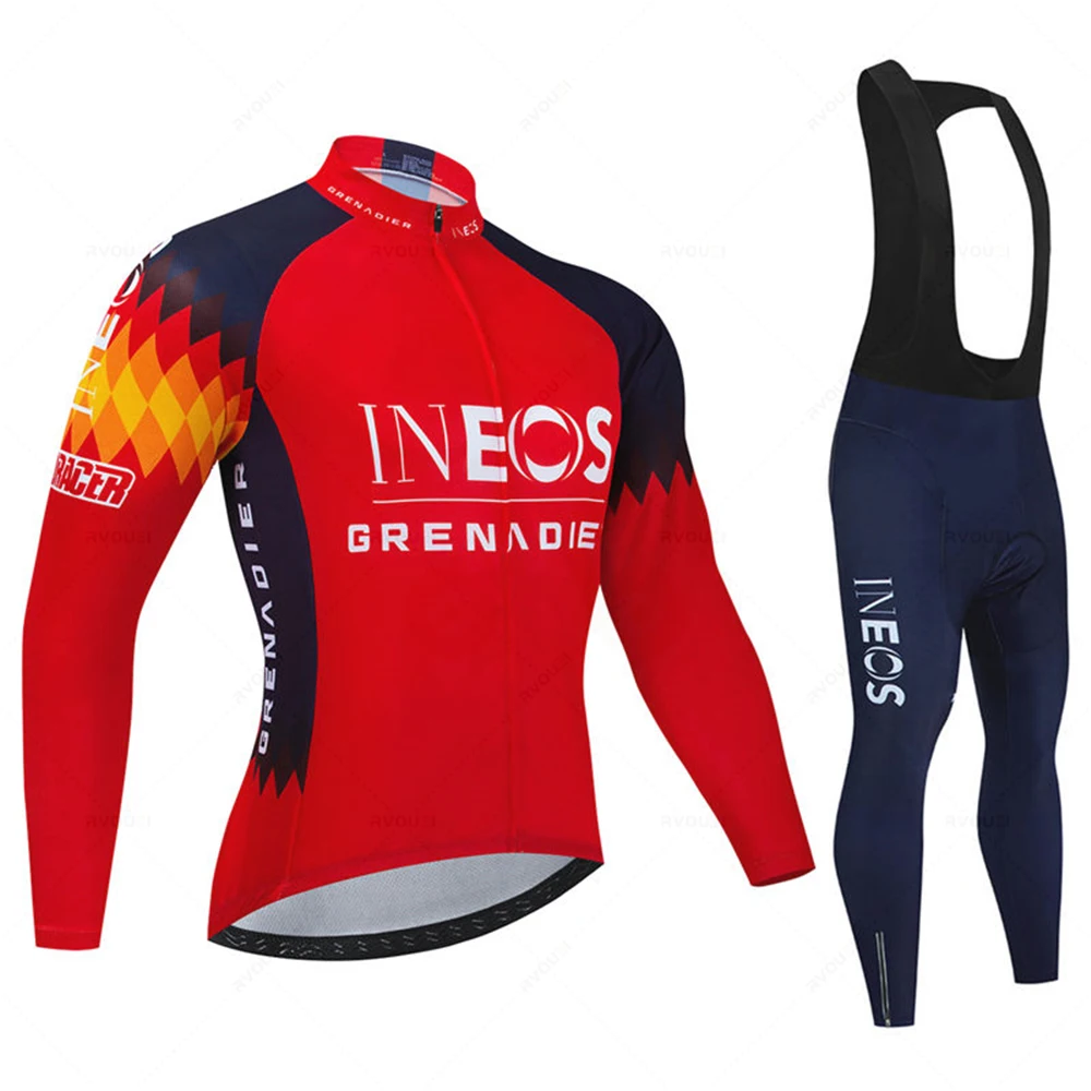 Фото Комплект для велоспорта Ineos Team: мужская спортивная веломайка с длинным рукавом и велоштаны для MTB, триатлона, летняя/осенняя коллекция №1