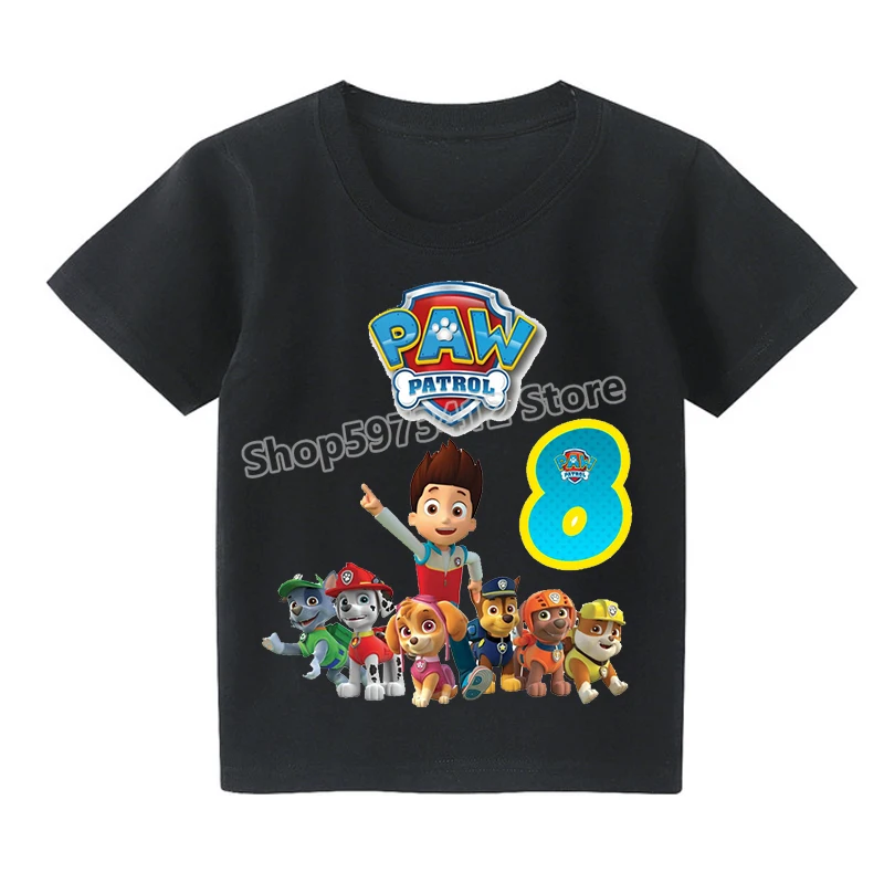 Футболка Paw Patrol для мальчиков и девочек, летняя коллекция на осень, с рисунком мультфильма, возраст от 1 до 10 лет.