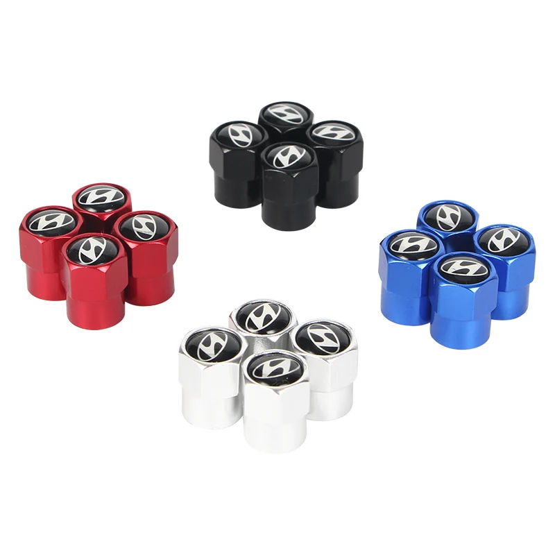 

New 4PCS Auto Wheel Tire Valve Stem Caps Cover For Hyundai Tucson Solaris I30 Creta Ix35 I40 IX20 Car accessories