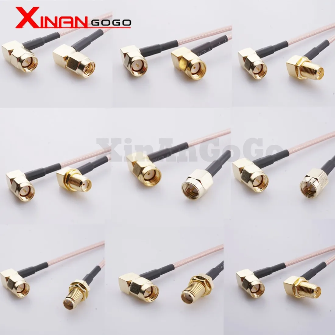 Xinangogo RG316 RG174 Cable Right Angle SMA Male To SMA Male Female Nut Bulkhead Extension Coax Jumper Pigtail