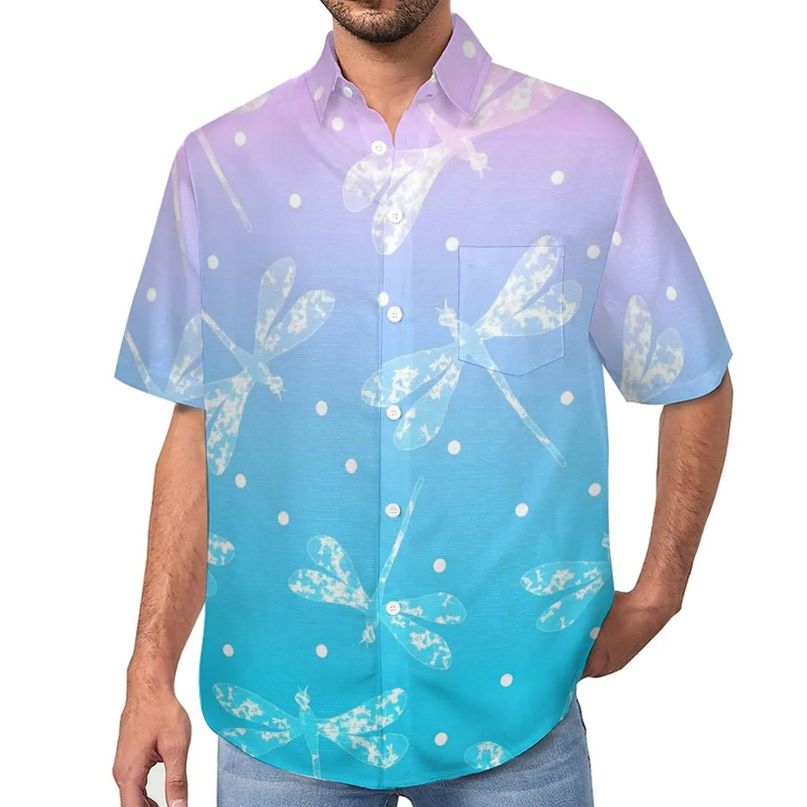 

Рубашка мужская оверсайз с коротким рукавом и графическим принтом