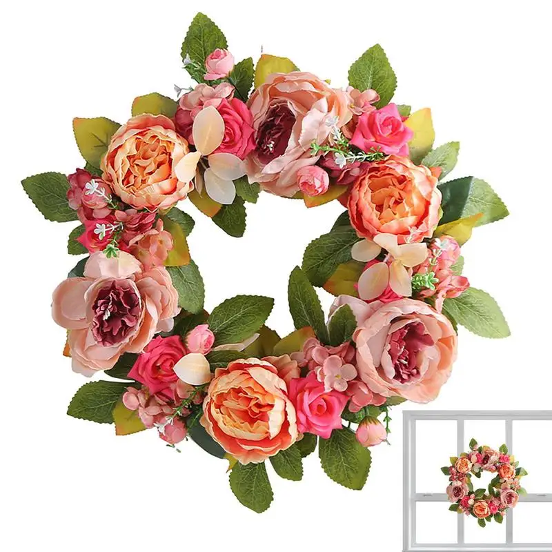 

Peony Wreath Artificial Front Door Wreath Front Door Wall Farmhouse Welcome Wreaths For Spring Summer Fall Winter Pink