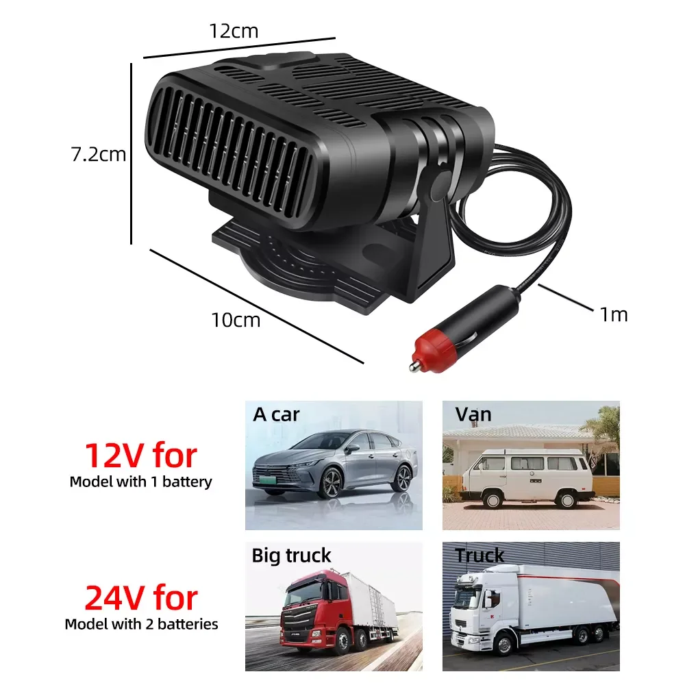 

Heater 24V/12V Portable Car Heaters with Heating and Cooling Modes for Auto Windscreen Fast Heating Fan Defrost Defogger