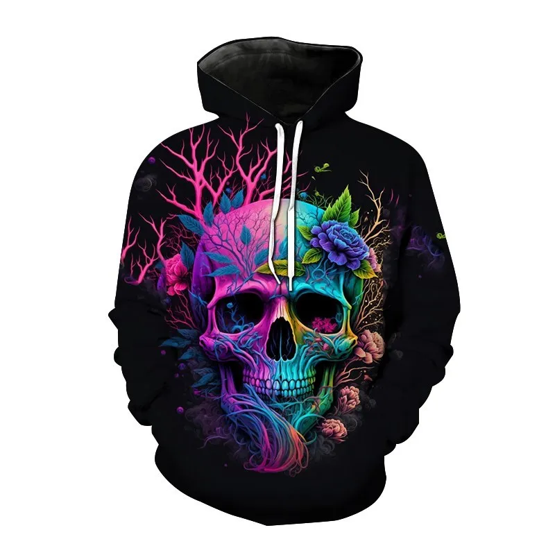 

Skull Pattern Printed Men Autumn Winter Hoodies Comfortable Street Vintages Hooded New In Sweatshirt y2k Hoodies sweatshirts Men