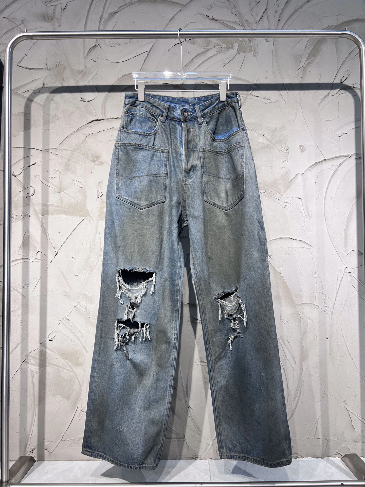 

BL Spring Fall Fashion New High Quality Heavy Industry Damaged Washed and Worn Out High Street Hip Hop Street Show Jeans