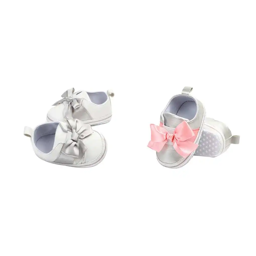 

0-1 Years Old Soft Sole Infant Baby Anti-slip Shoes Bowtie Newborn Slippers PU Home Walker Shoes