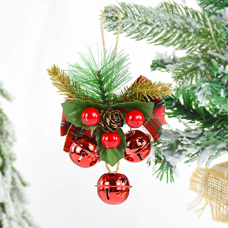 

Christmas Bells Decorative Artificial Pine Cone Red Berry Holly Leaves Bells Jingle Bells Xmas Tree Hanging Ornament Natal Noel