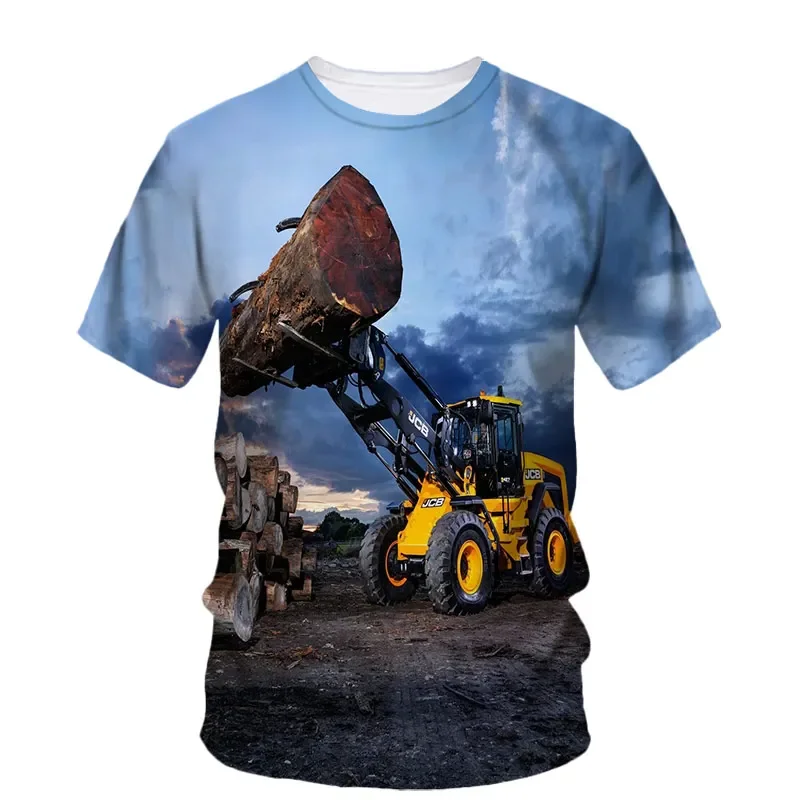 Estate Hip Hop Logging escavatore Graphic Trend t-shirt da uomo Fashion Street Creative manica corta allentato Casual 3d Hd Top