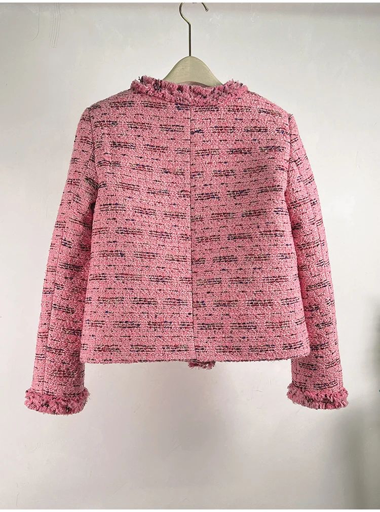 Куртка женская с длинным рукавом бахромой и круглым вырезом