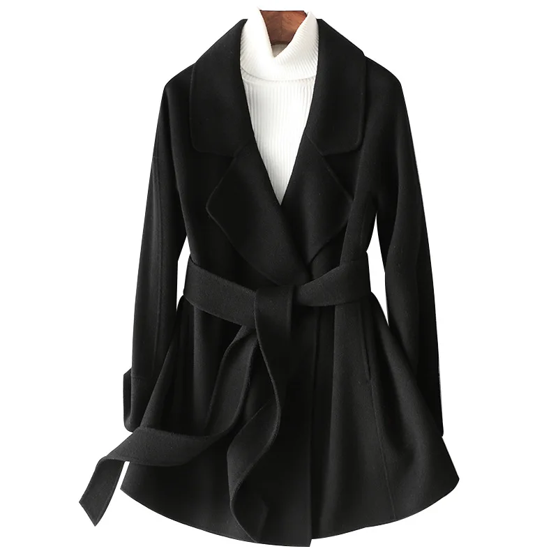

2023 autumn fashion New Style Suit Collar Pure Wool Double sided Fleece Coat Women's Short elegance Style Small Coat